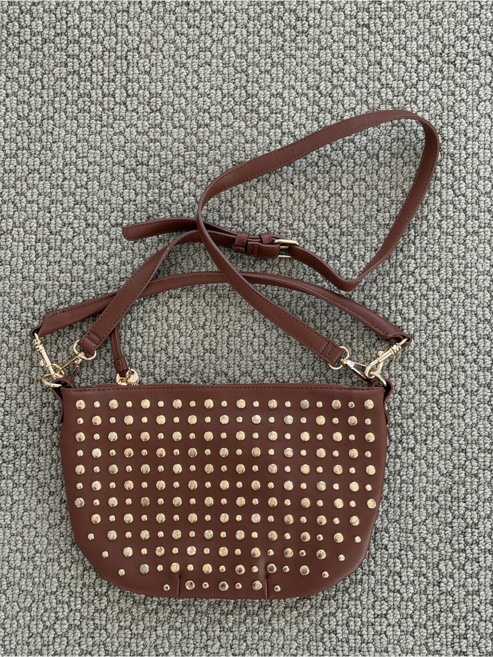 Urban Expressions Brown Gold Studded Crossbody Bag